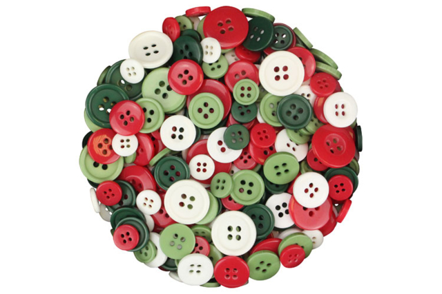 Round Plastic Buttons in Christmas Colors - 300 Pieces - 1 - Buttons - 10doigts.com - Boutons fantaisie et décoratifs pour tous vos DIY - 10doigts.fr