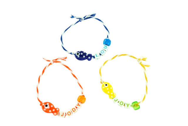 pulsera Perlas peces en cerámica - Bijoux de plage à faire soi-même : bracelets, colliers d'été - 10doigts.fr