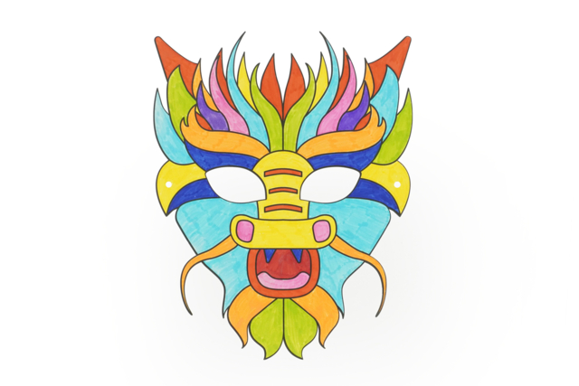 Coloring Masks Dragons - 4 Designs - 7 - Creative Masks for Kids - 10doigts.com - Masques créatifs enfants - 10doigts.fr