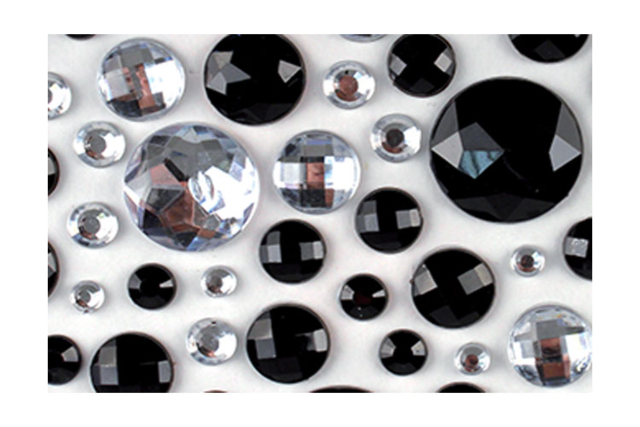 Self-adhesive Round Rhinestones, Black - 106 pcs - 2 - Rhinestones - 10doigts.com - Strass : apportez de l'éclat à toutes vos créations - 10doigts.fr