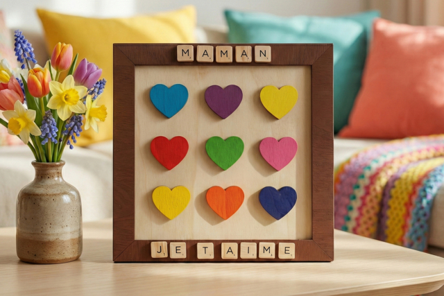 Wooden Small Hearts Frame - 1 - Office Supplies - 10doigts.com - Objets pour le bureau : personnalisez votre espace de travail - 10doigts.fr