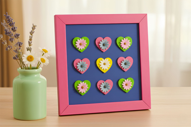 Wooden Small Hearts Frame - 4 - Office Supplies - 10doigts.com - Objets pour le bureau : personnalisez votre espace de travail - 10doigts.fr