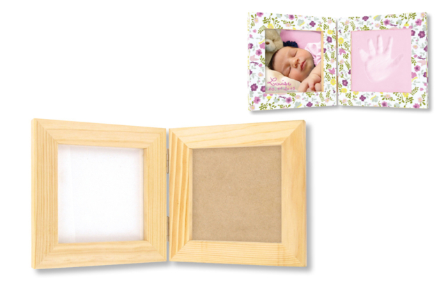 Double Baby Footprint Frame + Photo - 1 - Imprints - Molding and Casting - 10doigts.com - Empreinte - Modelage et moulage - 10doigts.fr
