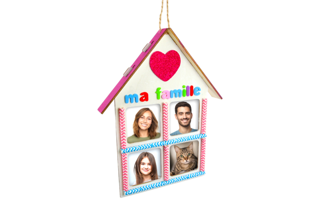 Wooden Houses with Frame Windows - 6 Pieces - 2 - Wooden Photo Frames - 10doigts.com - Cadres photo en bois à décorer - 10doigts.fr