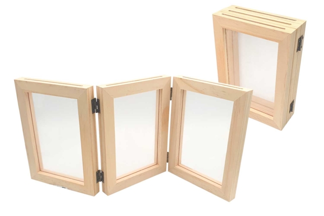 Marco tríptico de doble cara en madera  - Cadres photo en bois à décorer - 10doigts.fr