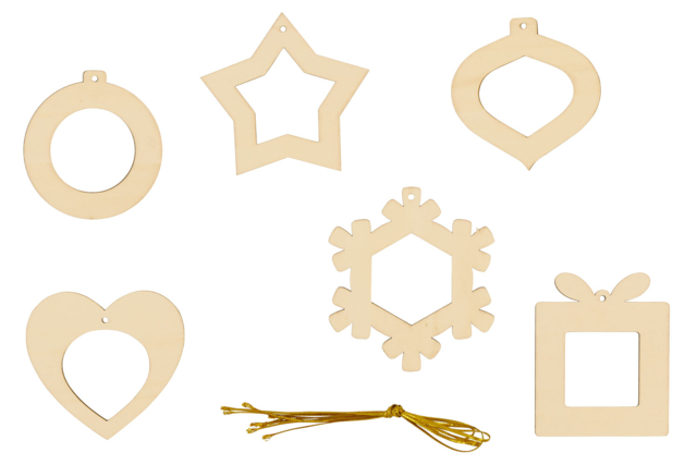 Wooden Christmas Frame Ornaments - 6 Pieces - 4 - Christmas Wooden Objects - 10doigts.com - Décorations de Noël en bois - 10doigts.fr