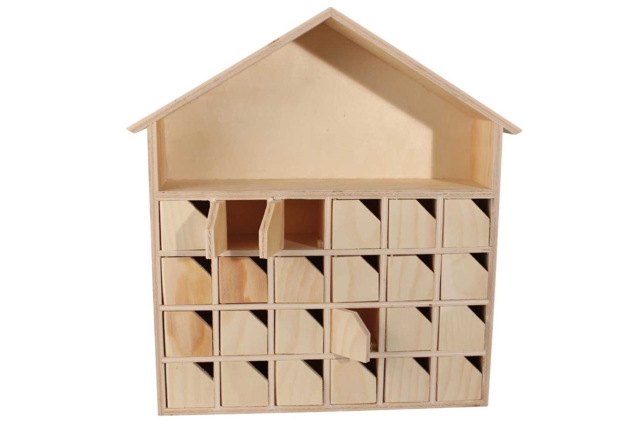 Wooden Advent Calendar House - 1 - Advent Calendars - 10doigts.com - Calendriers de l'Avent à décorer - 10doigts.fr