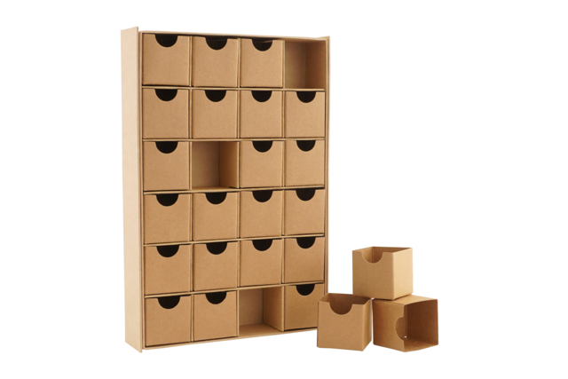 Kraft Cardboard Advent Calendar - 1 - Advent Calendars - 10doigts.com - Calendriers de l'Avent à décorer - 10doigts.fr