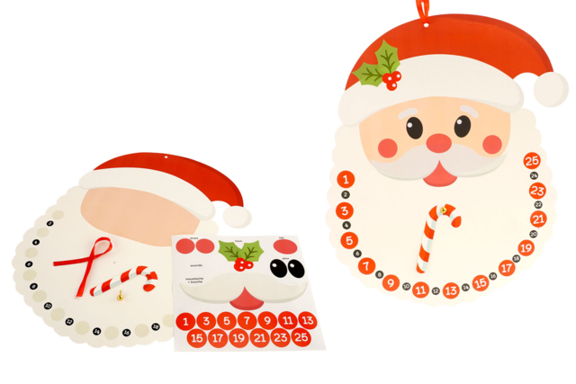 Calendario de Adviento Papá Noel en cartón fuerte - Calendriers de l'Avent à décorer - 10doigts.fr