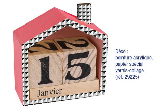 Perpetual Calendar House - 3 - Wooden Office Items - 10doigts.com - Objets en bois à décorer pour le bureau - 10doigts.fr