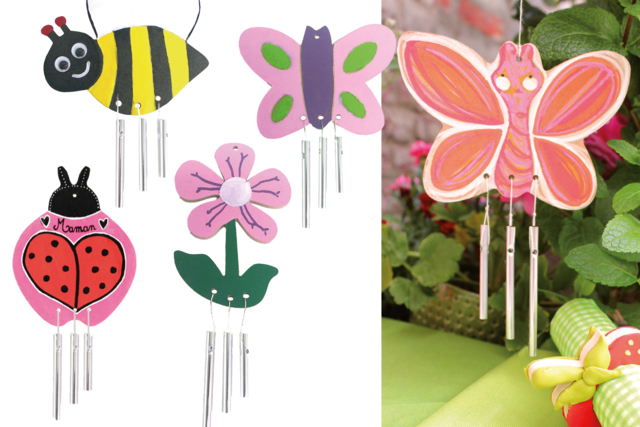 Sound Carillons, Assorted Shapes - 6 - Wooden Decorative Suspensions - 10doigts.com - Mobile en bois à fabriquer et carillons - 10doigts.fr