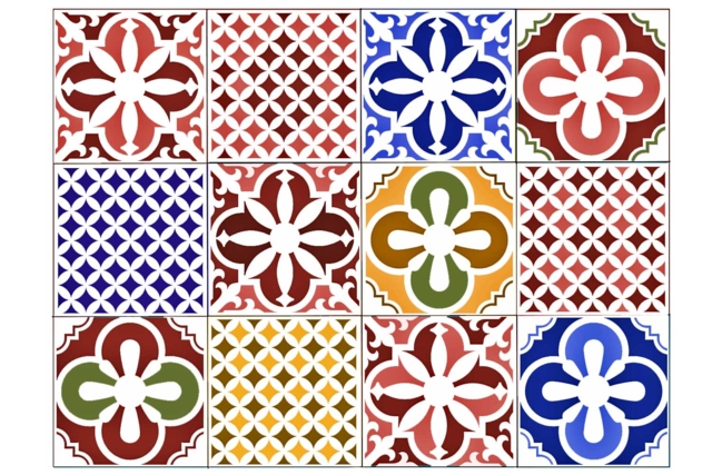 Cement Tile Stencils - 6 Stencils - 4 - Stencil Border - 10doigts.com - Pochoirs muraux : créez des frises et des décors personnalisés - 10doigts.fr