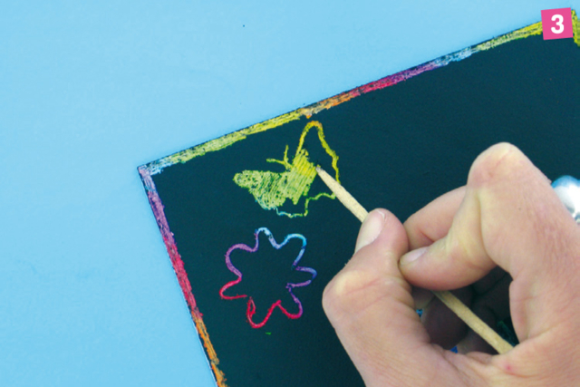carte à gratter - Peinture à gratter pour des créations pleines de surprises - 10doigts.fr