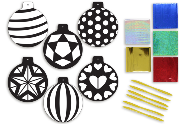 Metallic Card Kit Christmas Baubles - 6 Baubles - 2 - Christmas Creative Kits for Children - 10doigts.com - Kits créatifs de Noël pour les enfants - 10doigts.fr