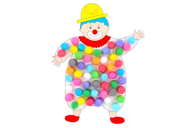 tarjeta de payaso con copos de maíz - Activités manuelles avec des flocons de maïs : une matière naturelle et ludique - 10doigts.fr