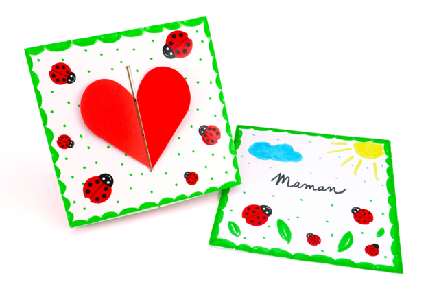 Heart Cards with Hidden Message + Envelopes - 6 Cards - 6 - Mother's Day Cards - 10doigts.com - Cartes de Fête des Mères : modèles et kits créatifs à fabriquer - 10doigts.fr