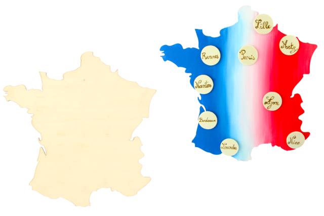 Wooden Map of France - 3 - Wooden Shapes - 10doigts.com - Formes en bois à décorer - 10doigts.fr