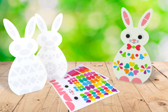 tarjeta gomets conejo de Pascua - Kits créatifs Pâques - 10doigts.fr