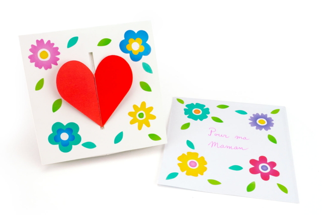 Heart Cards with Hidden Message + Envelopes - 6 Cards - 5 - Mother's Day Cards - 10doigts.com - Cartes de Fête des Mères : modèles et kits créatifs à fabriquer - 10doigts.fr