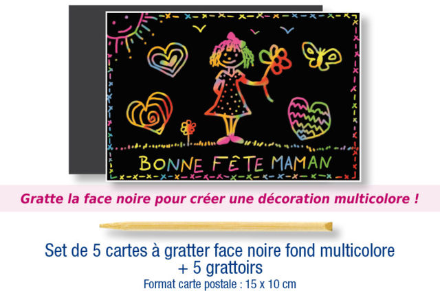 Multicolored Scratch Cards - 5 Cards - 3 - Scratch and Punch Cards - 10doigts.com - Cartes à gratter et à poinçonner : révélez votre créativité en relief - 10doigts.fr