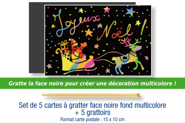 Multicolored Scratch Cards - 5 Cards - 5 - Scratch and Punch Cards - 10doigts.com - Cartes à gratter et à poinçonner : révélez votre créativité en relief - 10doigts.fr