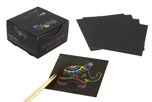 cartas de rascar multicolor maxi lote - Cartes à gratter et à poinçonner : révélez votre créativité en relief - 10doigts.fr
