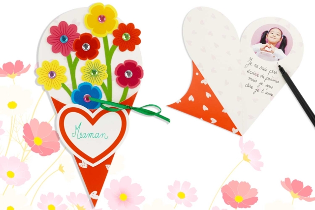 Flower Bouquet Card Kit - 6 Cards - 1 - Mother's Day Cards - 10doigts.com - Cartes de Fête des Mères : modèles et kits créatifs à fabriquer - 10doigts.fr