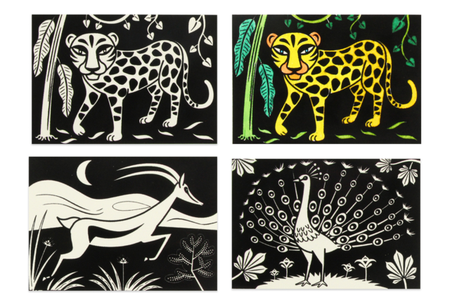 Velvet Coloring Animals - 8 Cards - 2 - Coloring Shapes and Drawings - 10doigts.com - Coloriage - 10doigts.fr