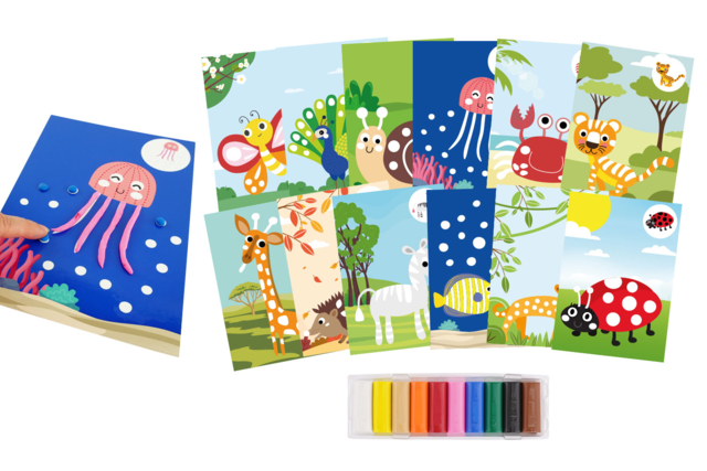 Cartas de modelaje + pasta moldear - 12 cartas - Kits éducatifs : le plaisir d'apprendre par la manipulation - 10doigts.fr