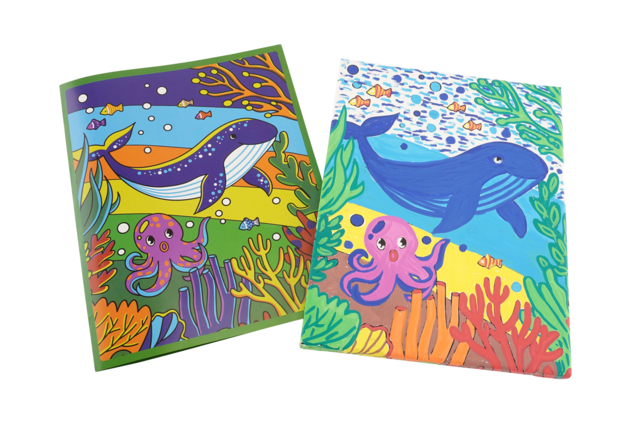 Cartón entelado, tema animales marinos - Peinture aux numéros : découvrez l'art du tableau numéroté pour tous - 10doigts.fr