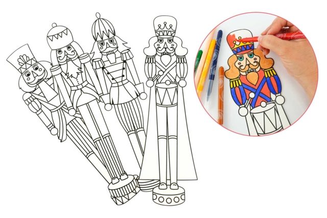 Coloring Nutcracker Set, 40 cm - 4 Pieces - 1 - Christmas New Arrivals - 10doigts.com - Supports de Noël à décorer - 10doigts.fr