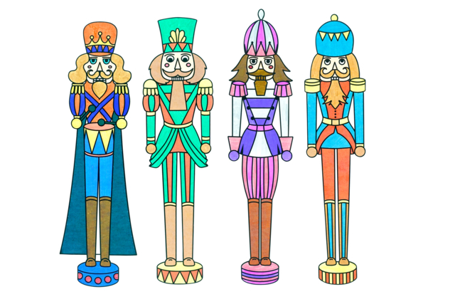 Coloring Nutcracker Set, 40 cm - 4 Pieces - 2 - Christmas New Arrivals - 10doigts.com - Supports de Noël à décorer - 10doigts.fr