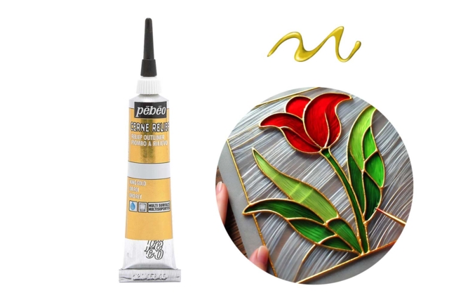 Relief Outline - Gold - 1 - Glass and Ceramics Paint - 10doigts.com - Peinture verre et faïence - 10doigts.fr
