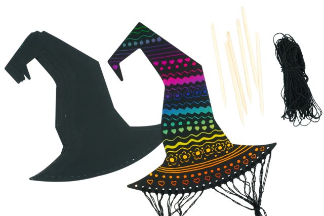 sombreros de bruja carta a rascar - Kits créatifs Halloween - 10doigts.fr