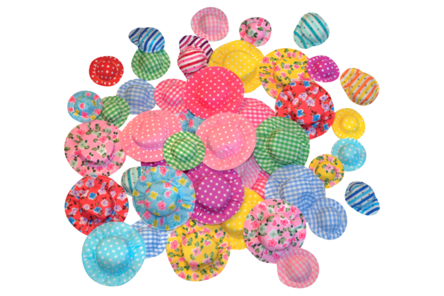 Mini patterned hats - 50 pieces - 1 - Stick-on Decorations - 10doigts.com - Décorations à coller - 10doigts.fr