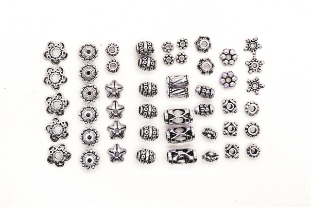 Antique Silver Spacer Charms Beads - 36 Beads - 3 - Spacer Beads - 10doigts.com - Perles Intercalaires - 10doigts.fr