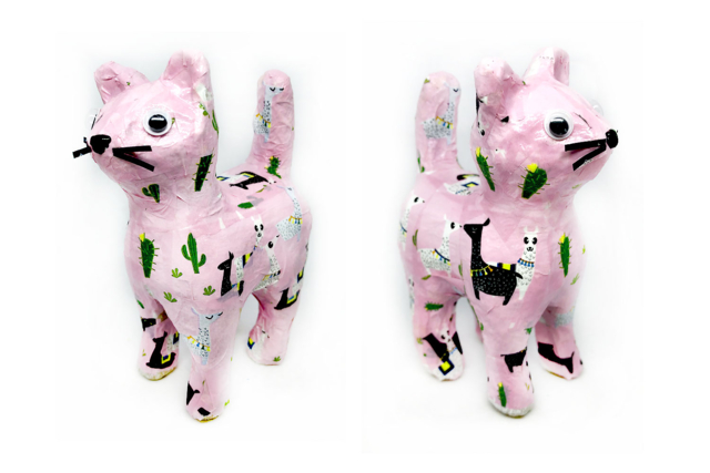 Papier Mâché Cat 12 cm - 5 - Cardboard Animals - 10doigts.com - Animaux en carton - 10doigts.fr