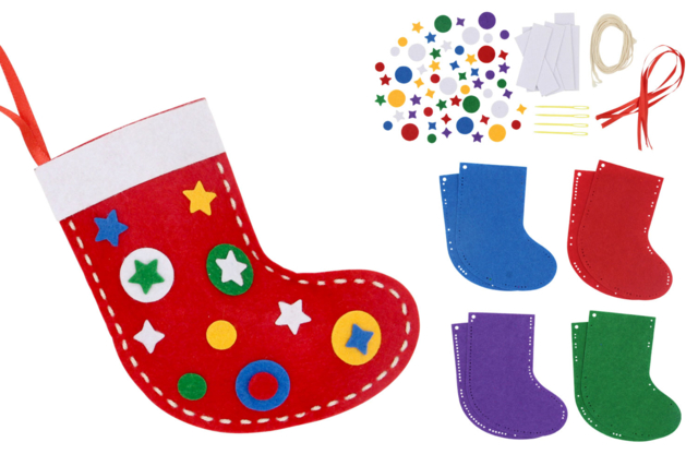 Felt Christmas Stockings to Embroider - 4 Pieces - 1 - Christmas Creative Kits for Children - 10doigts.com - Kits créatifs de Noël pour les enfants - 10doigts.fr