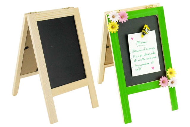 Double-Sided Chalkboard Easel - 1 - Wooden Chalkboards - 10doigts.com - Ardoise en bois à décorer - 10doigts.fr