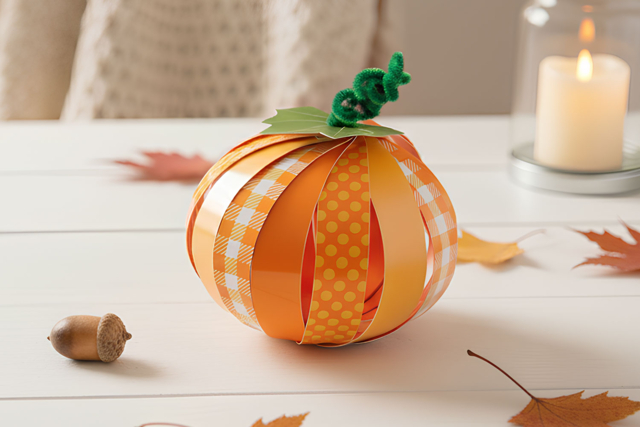 3D Pumpkin Kit with Paper Strips - 2 - Creative Autumn Kits - 10doigts.com - Kits créatifs d'automne : des activités clé en main pour les enfants - 10doigts.fr