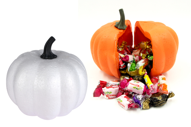 Large Styrofoam Pumpkin 15 cm - 1 - Halloween Decoration Stands - 10doigts.com - Supports d'Halloween à décorer - 10doigts.fr