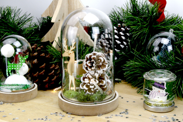 Clear dome with Wooden Base - 18 cm - 4 - Christmas Wooden Objects - 10doigts.com - Décorations de Noël en bois - 10doigts.fr