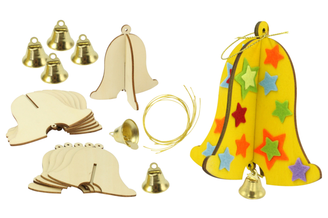 Wooden Bells to Assemble - 6 pcs - 1 - Easter Decor Supports - 10doigts.com - Supports de Pâques à décorer - 10doigts.fr