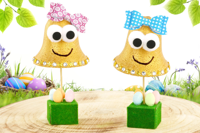 Campanas de Pascua divertidas en porexpán - Socles à poser - 10doigts.fr