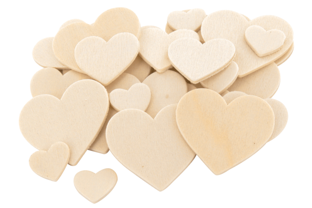Natural Wooden Hearts - 30 Pieces - 1 - Raw Wood Decor - 10doigts.com - Décorations en bois brut : tranches et bois naturel déco - 10doigts.fr