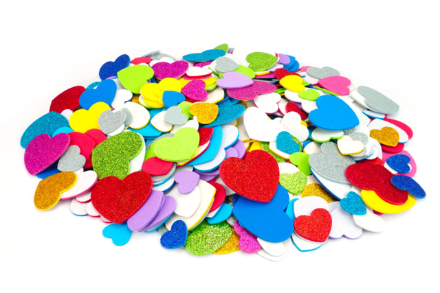 Soft Rubber Heart Stickers - 500 pcs - 1 - Heart Decorations - 10doigts.com - Décorations coeurs pour des créations pleines d'amour - 10doigts.fr