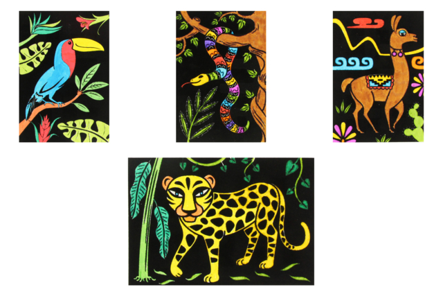 Velvet Coloring Animals - 8 Cards - 3 - Coloring Shapes and Drawings - 10doigts.com - Coloriage - 10doigts.fr