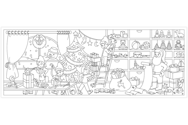 Giant Coloring Mural - Christmas - 2 - Coloring Shapes and Drawings - 10doigts.com - Coloriage - 10doigts.fr