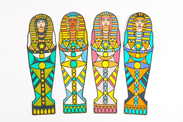 Large Coloring Sarcophagi - 6 Pieces - 3 - Coloring Shapes and Drawings - 10doigts.com - Coloriage - 10doigts.fr