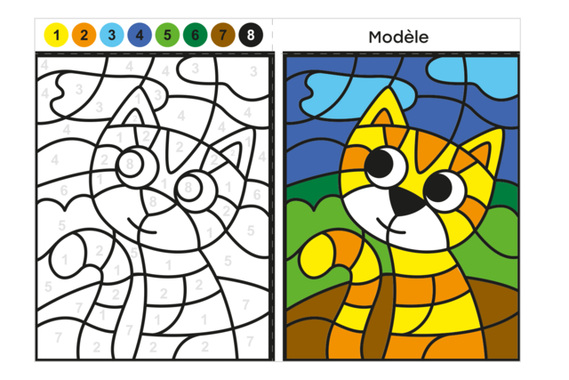 Coloring by Numbers: Choose Your Theme - 6 - Coloring Shapes and Drawings - 10doigts.com - Coloriage - 10doigts.fr